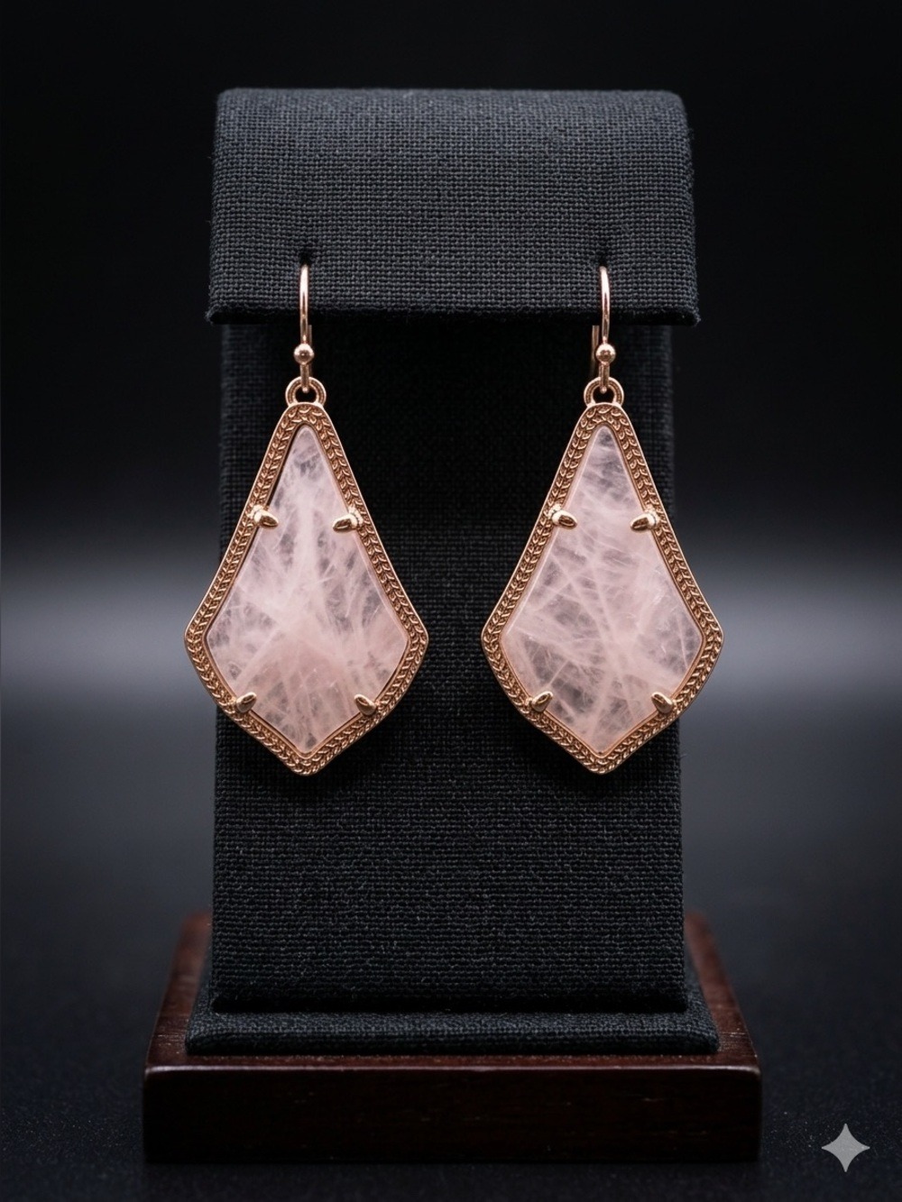 Kendra Scott Elle Rose Quartz Gold Filigree Drop Earrings 2222